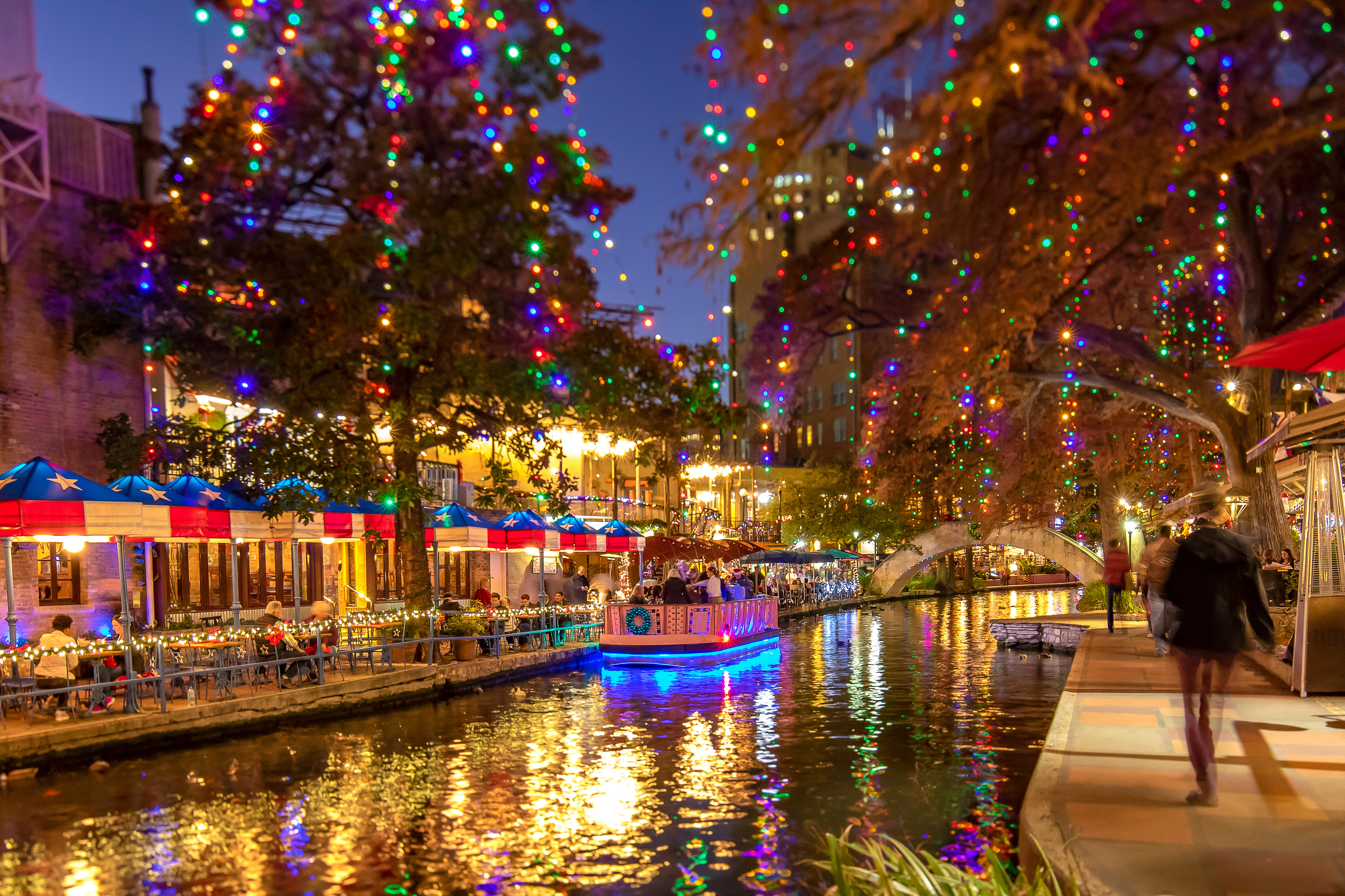 San Antonio River Walk during holidays